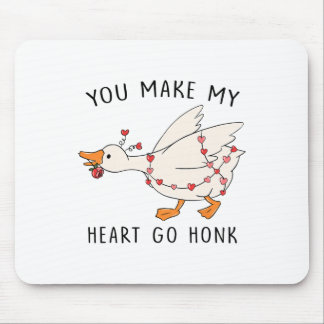 Funny You Make My Heart Go Honk Goose Heart Valent Mouse Mat
