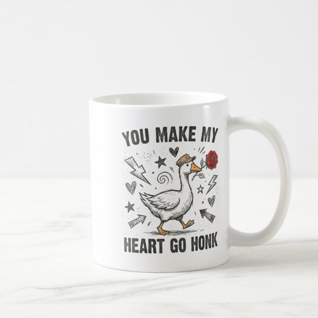 Funny You Make My Heart Go Honk Silly Goose Valent Coffee Mug (Right)