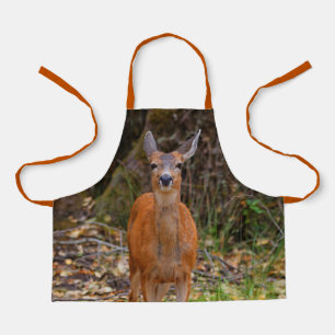 Funny Young Blacktail Deer Smiles at Photographer Apron