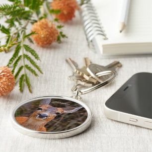 Funny Young Blacktail Deer Smiles at Photographer Key Ring