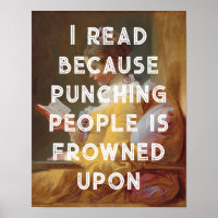 Funny 'Young Girl Reading' Book Lovers Poster 