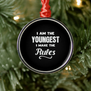 Funny Youngest Child Brother Family Matching Gift Metal Tree Decoration