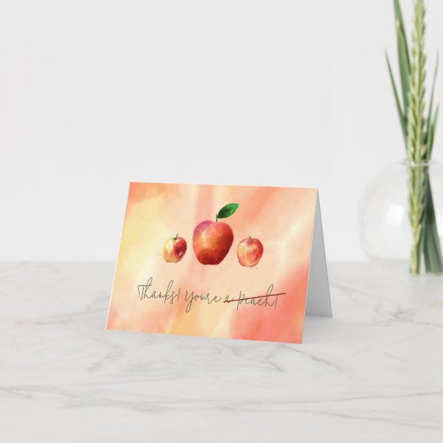 Funny 'You're a Peach' Crossed Out Card with Apple (Front)