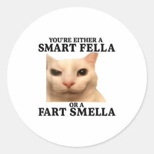 Funny You're Either A Smart Fella Or A Fart Smella Classic Round Sticker