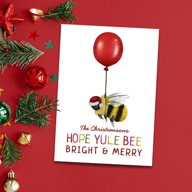 Funny Yule Bee Merry and Bright Christmas Holiday Card (Creator Uploaded)