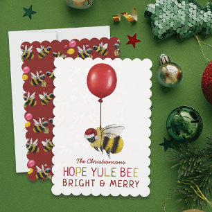 Funny Yule Bee Merry and Bright Christmas Holiday Card