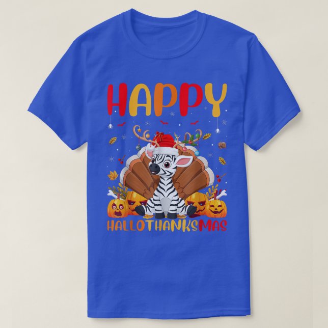 Funny Zebra Animal Lover Happy Zebra HelloThanksMa T-Shirt (Design Front)