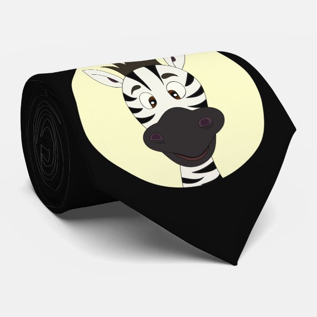 Funny zebra cartoon black tie (Rolled)