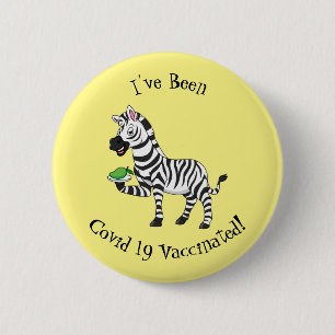 Funny zebra cartoon illustration 6 cm round badge