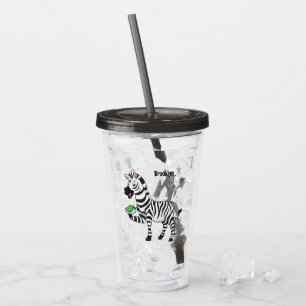 Funny zebra cartoon illustration acrylic tumbler