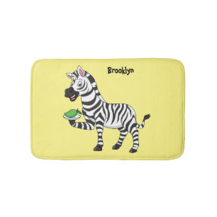 Funny zebra cartoon illustration bath mat
