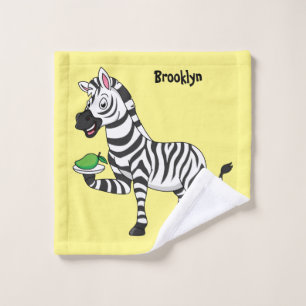 Funny zebra cartoon illustration bath towel set