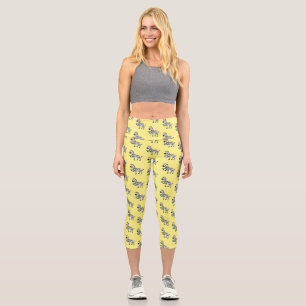 Funny zebra cartoon illustration capri leggings