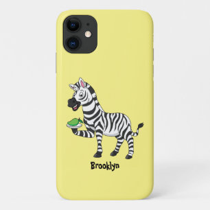 Funny zebra cartoon illustration iPhone 11 case