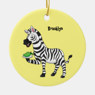 Funny zebra cartoon illustration ceramic tree decoration