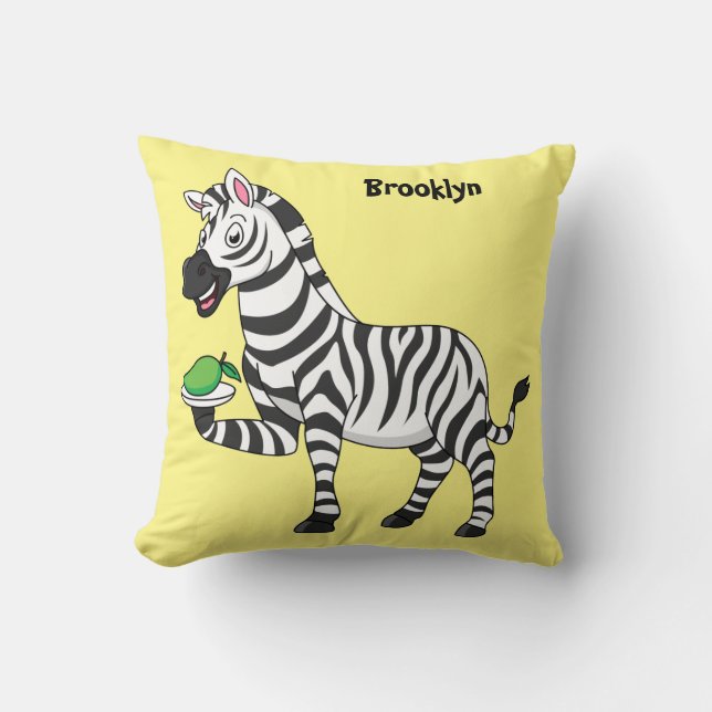 Funny zebra cartoon illustration cushion (Front)