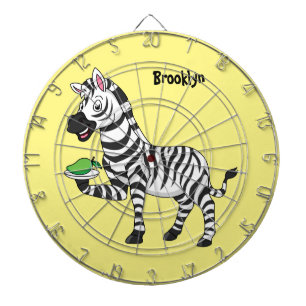 Funny zebra cartoon illustration dartboard