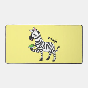 Funny zebra cartoon illustration desk mat
