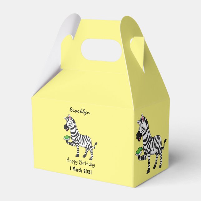 Funny zebra cartoon illustration favour box (Front Side)