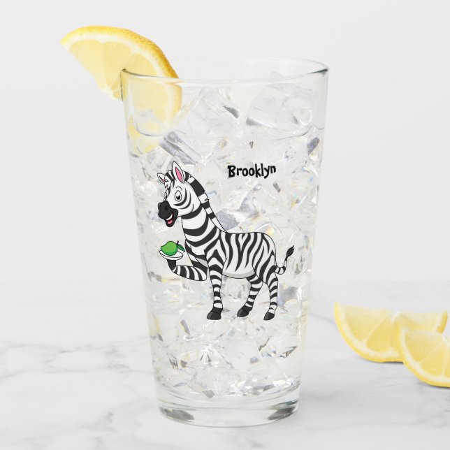 Funny zebra cartoon illustration glass (Front Ice)
