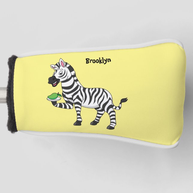 Funny zebra cartoon illustration golf head cover (Front)