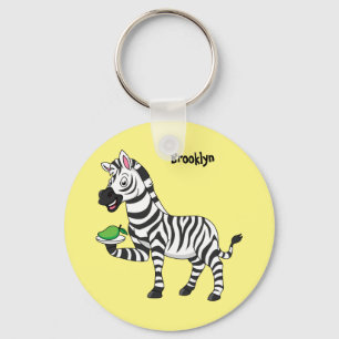 Funny zebra cartoon illustration key ring