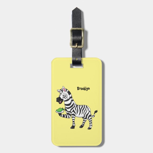 Funny zebra cartoon illustration luggage tag (Front Vertical)