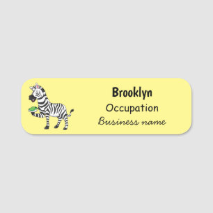 Funny zebra cartoon illustration name tag