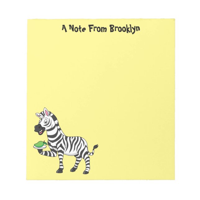 Funny zebra cartoon illustration notepad (Front)