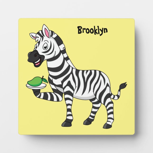 Funny zebra cartoon illustration plaque (Front)