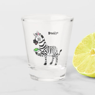 Funny zebra cartoon illustration shot glass