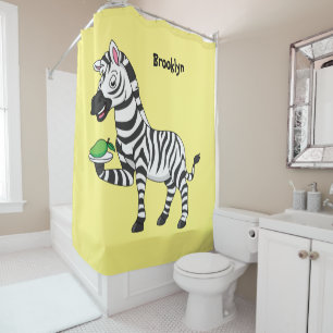 Funny zebra cartoon illustration shower curtain