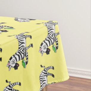 Funny zebra cartoon illustration tablecloth