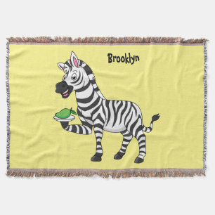 Funny zebra cartoon illustration throw blanket