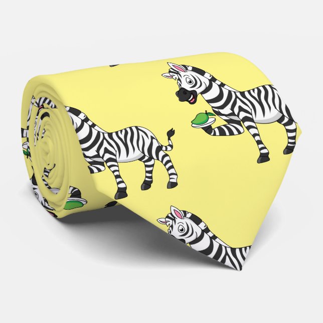 Funny zebra cartoon illustration tie (Rolled)