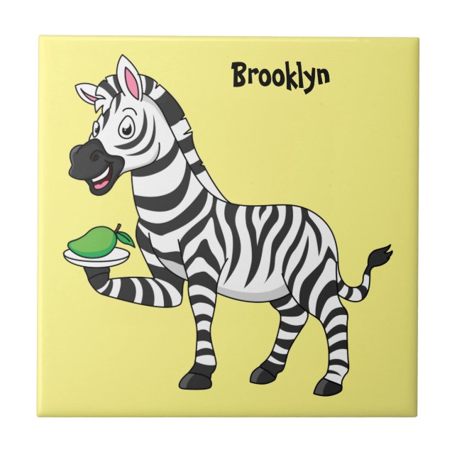 Funny zebra cartoon illustration tile (Front)
