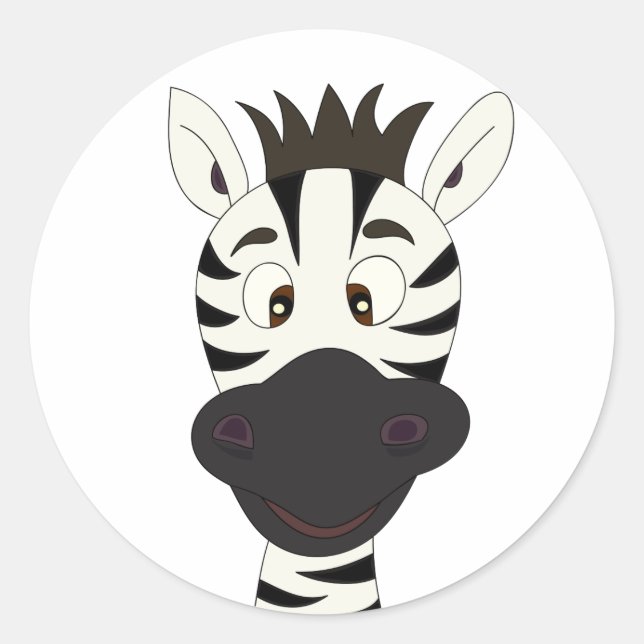 Funny zebra cartoon kids stickers (Front)