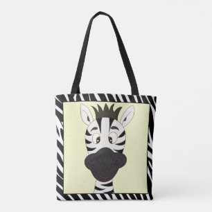 Funny zebra cartoon tote bag