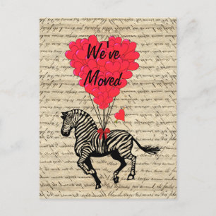 Funny zebra change of address announcement postcard