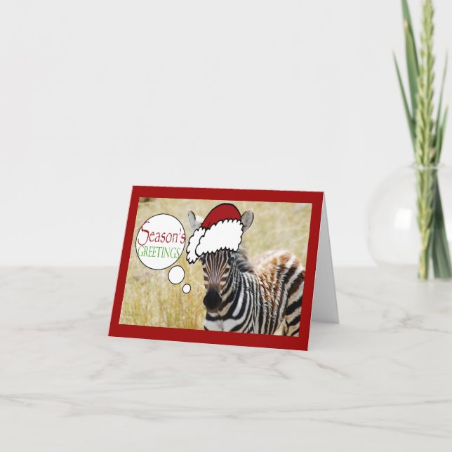 Funny zebra Christmas greeting business Holiday Card (Front)