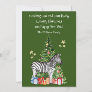 Funny Zebra Christmas Tree Holiday Card