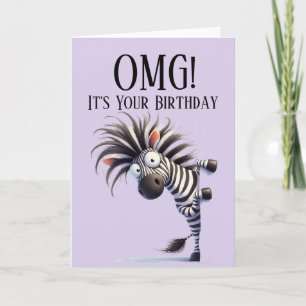 Funny Zebra Theme Birthday Card