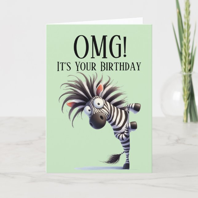 Funny Zebra Theme Birthday Card (Front)
