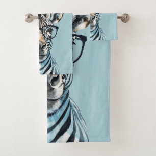 Funny Zebra Wearing glasses  Bath Towel Set