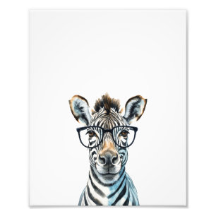 Funny Zebra Wearing glasses  Photo Print