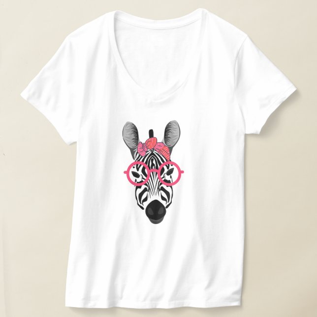 Funny Zebra with pink sunglases T-Shirt (Laydown)