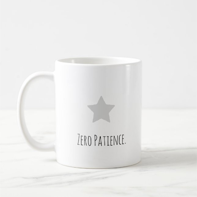 Funny "Zero Patience" Modern Typography Introvert  Coffee Mug (Left)