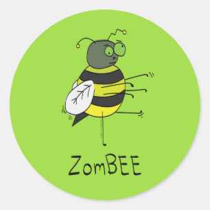 Funny Zombie Bee Cute Halloween Stickers