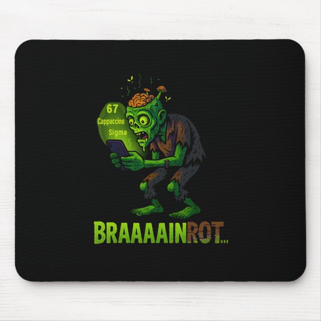 Funny Zombie Brainrot Meme 6 7 Halloween Boys Kids Mouse Mat (Front)