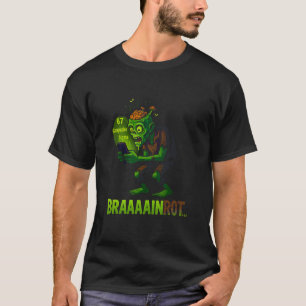 Funny Zombie Brainrot Meme 6 7 Halloween Boys Kids T-Shirt